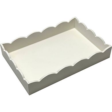 Scalloped Edge Tray Table Decor - White