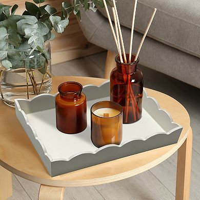 Scalloped Edge Tray Table Decor - White