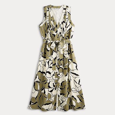 Women's Nine West Pintuck Crepe Sleeveless Midi Dress