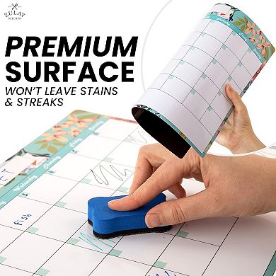 Zulay Kitchen Magnetic Dry Erase Calendar Whiteboard Kit For Fridge