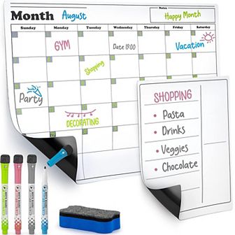 Zulay Kitchen Magnetic Dry Erase Calendar Whiteboard Kit For Fridge