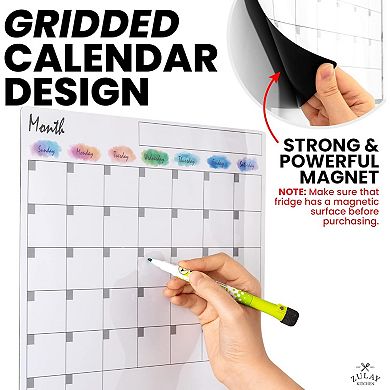Zulay Kitchen Magnetic Dry Erase Calendar Whiteboard Kit For Fridge