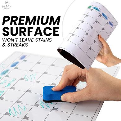 Zulay Kitchen Magnetic Dry Erase Calendar Whiteboard Kit For Fridge