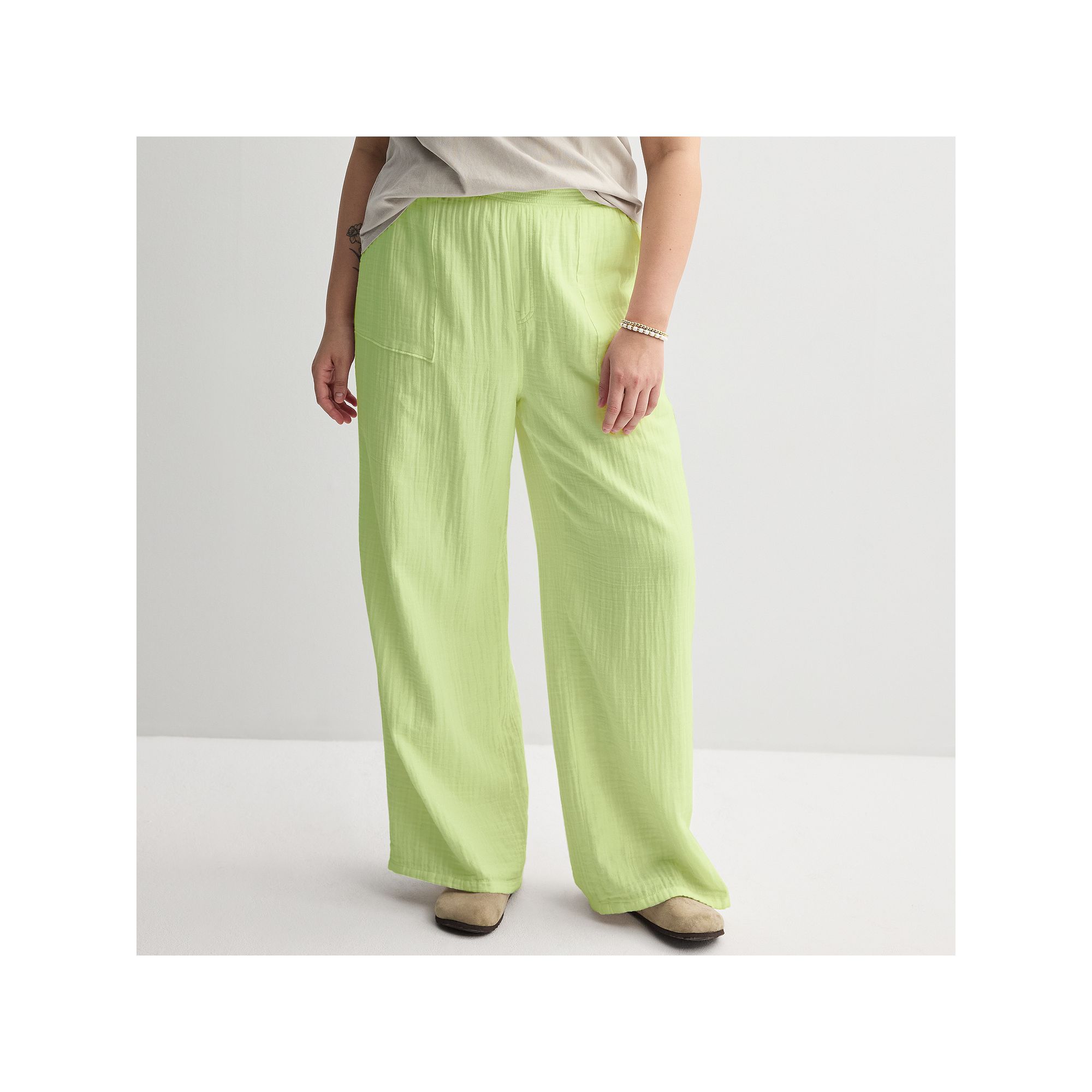 Juniors Plus Size SO® High Rise Double Gauze Pants, Girls, Size: 1XL, Gr