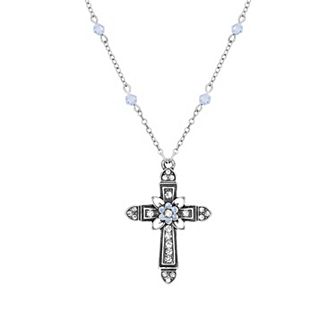 Symbols of Faith Flower Crystal Cross Necklace