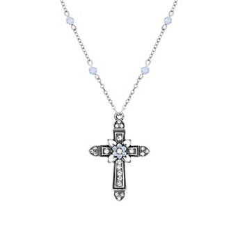 Symbols of Faith Flower Crystal Cross Necklace