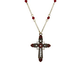 Symbols of Faith Flower Crystal Cross Necklace