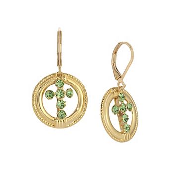 Symbols of Faith 14k Gold Dipped Crystal Cross Earrings