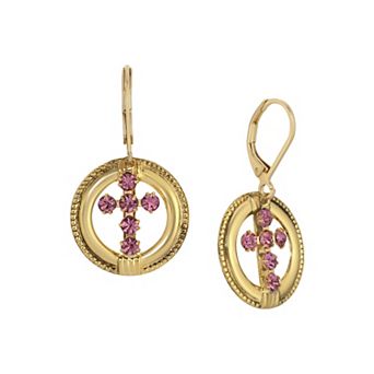 Symbols of Faith 14k Gold Dipped Crystal Cross Earrings