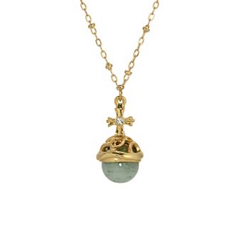 Symbols of Faith Round Stone Crystal Cross Necklace