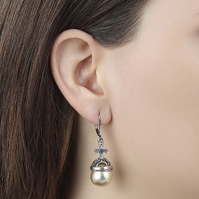 Symbols of Faith Round Stone Crystal Cross Earrings