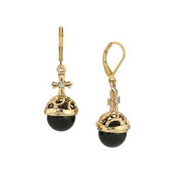 Symbols of Faith Round Stone Crystal Cross Earrings