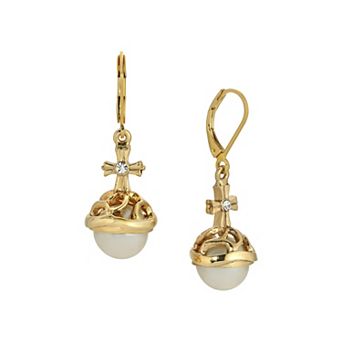 Symbols of Faith Round Stone Crystal Cross Earrings