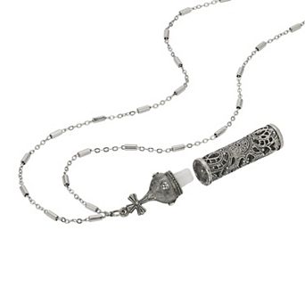 Symbols of Faith Silver Tone Holy Water Vial Necklace
