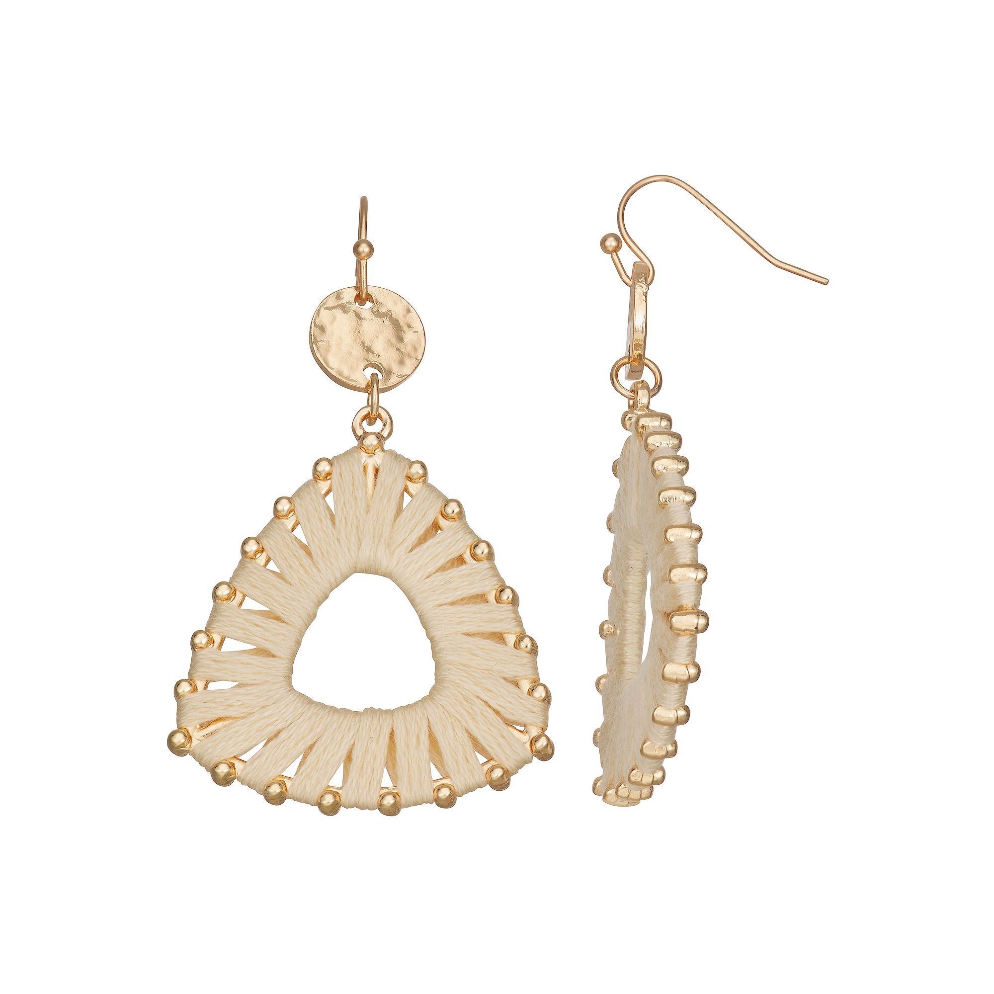 Emberly Gold Tone Thread Wrap Dangle Earrings, Womens, None