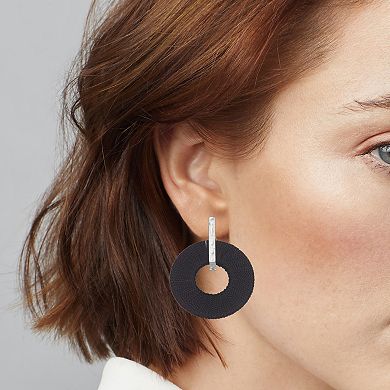 Emberly Silver Tone Mix Media Hoop Earrings