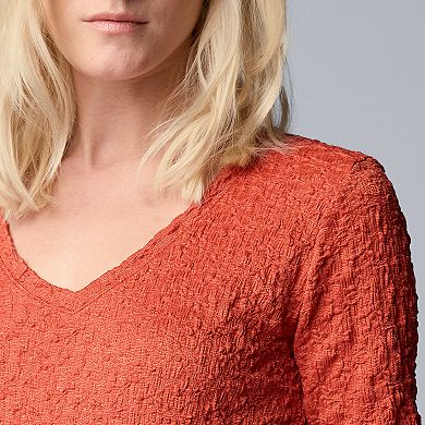 Women's Simply Vera Vera Wang V-Neck Short Sleeve Pucker Top