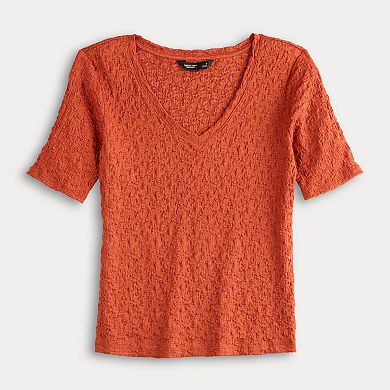 Women's Simply Vera Vera Wang V-Neck Short Sleeve Pucker Top