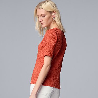Simply Vera Verawang ノースリーブ トップス Women's Simply Vera Vera Wang V-Neck Short Sleeve Pucker Top