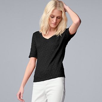 Women's Simply Vera Vera Wang V-Neck Short Sleeve Pucker Top