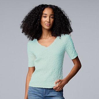 Women's Simply Vera Vera Wang V-Neck Short Sleeve Pucker Top
