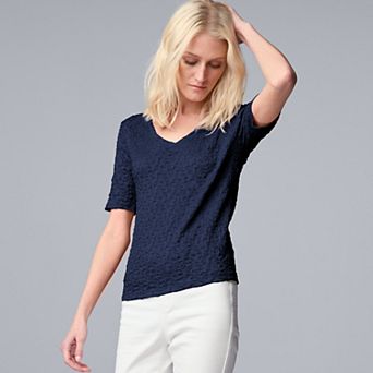 Women's Simply Vera Vera Wang V-Neck Short Sleeve Pucker Top