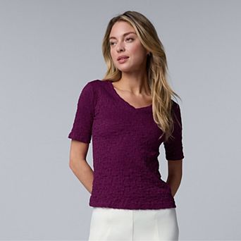 Women's Simply Vera Vera Wang V-Neck Short Sleeve Pucker Top