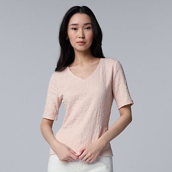 Women's Simply Vera Vera Wang V-Neck Short Sleeve Pucker Top