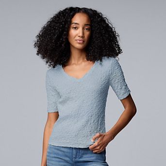 Women's Simply Vera Vera Wang V-Neck Short Sleeve Pucker Top