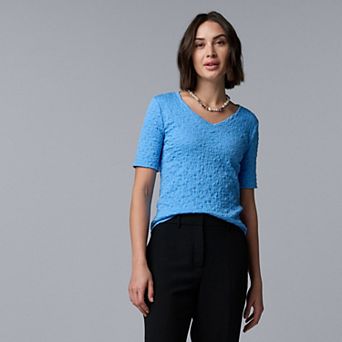 Women's Simply Vera Vera Wang V-Neck Short Sleeve Pucker Top