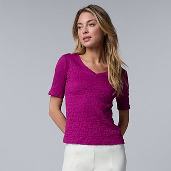Women's Simply Vera Vera Wang V-Neck Short Sleeve Pucker Top