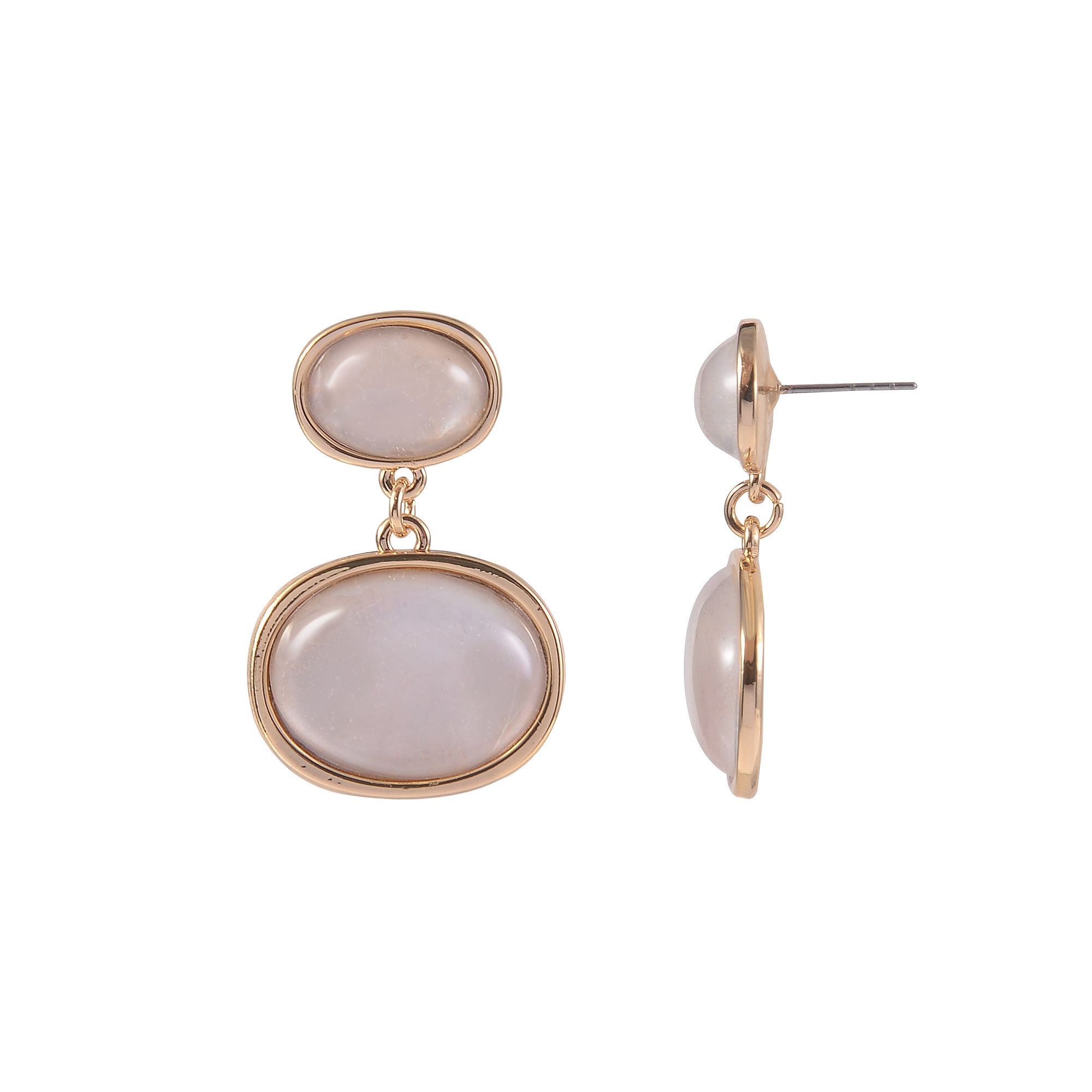 Emberly Gold Tone and Enamel Cab Drop Earrings, Womens, None