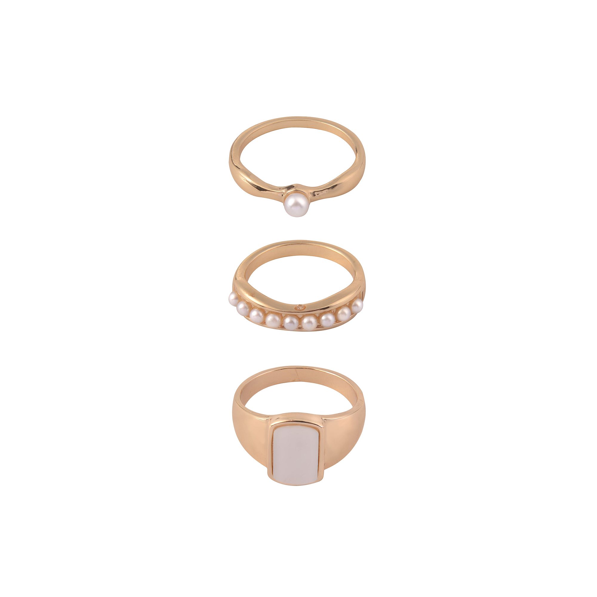 Emberly Gold Tone Simulated Pearl Ring Set, Womens, Size: 7, White