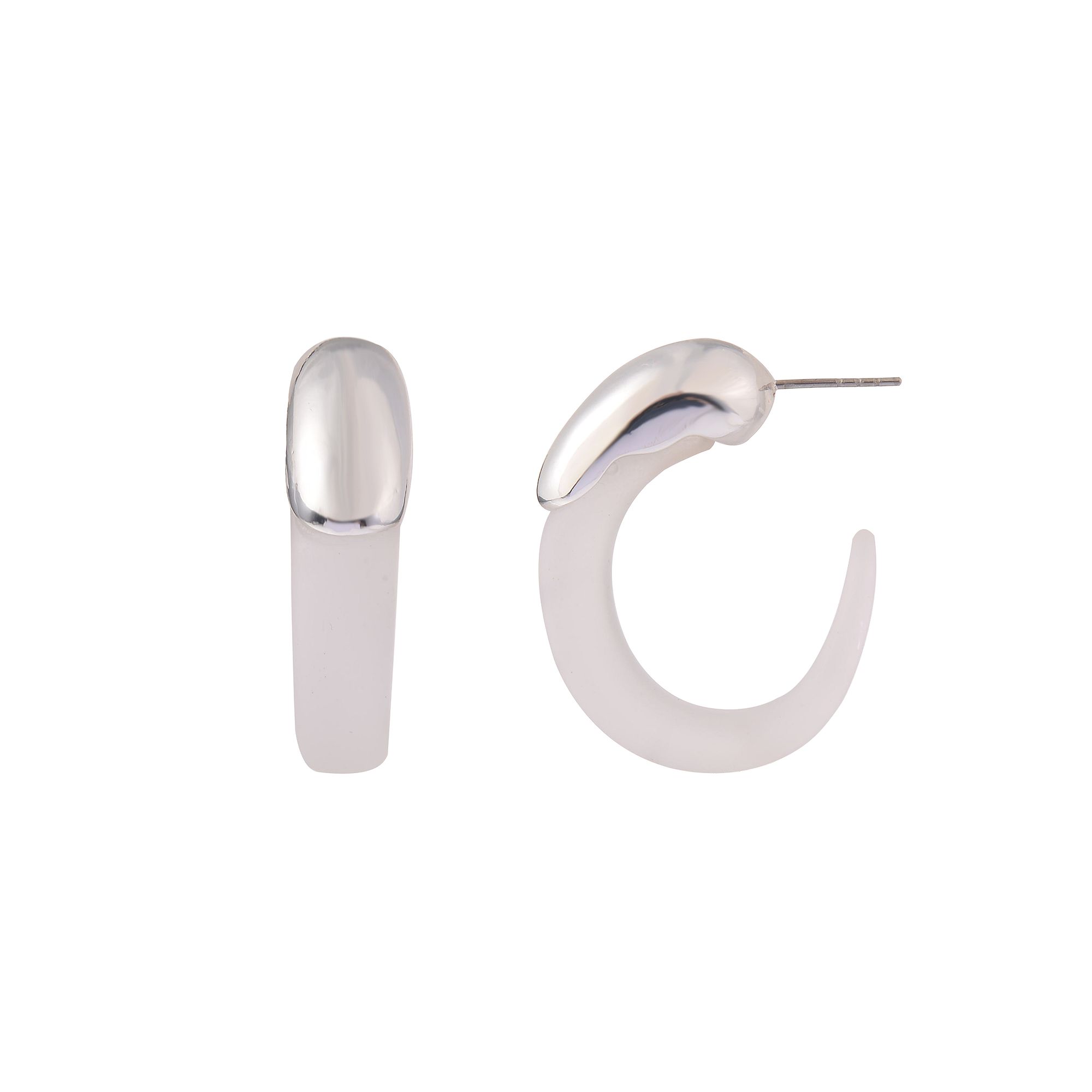 Emberly Silver Tone Lucite Hoop Earrings, Womens, Clear