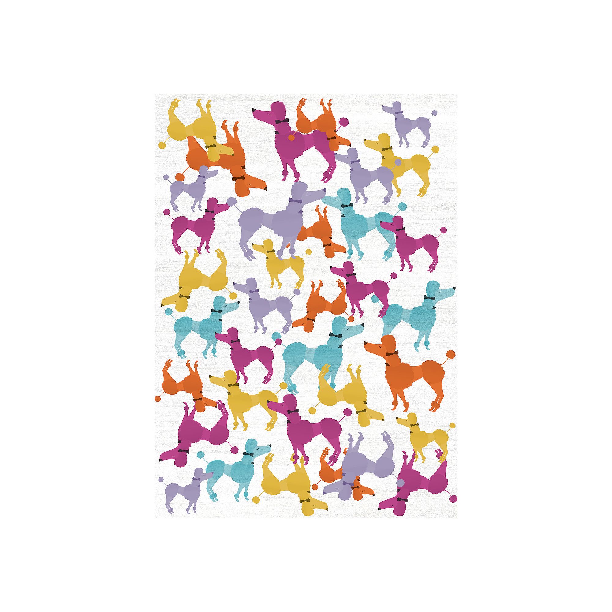 Nourison Imagination Poodle Dogs Non-Skid Indoor Rug, Ivory Teamcolor