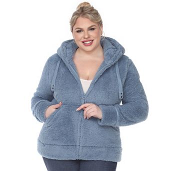 Plus Size Hooded Sherpa Jacket