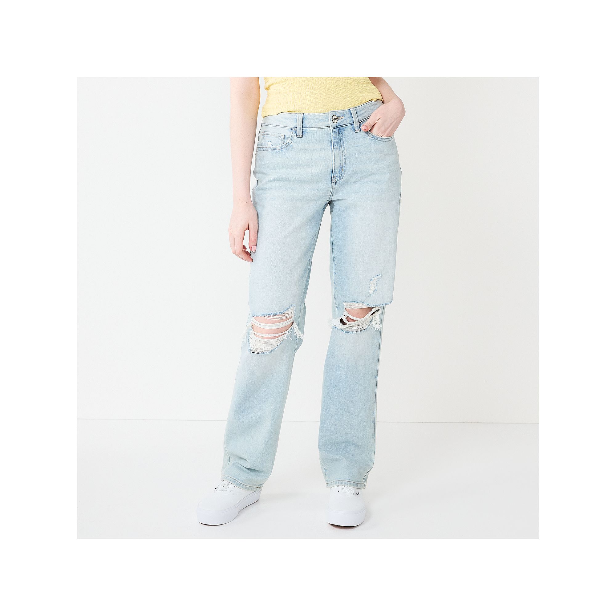 Juniors SO® High-Rise 90s Straight Leg Curvy Jeans, Girls, Size: 1, Lig