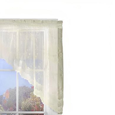 Commonwealth Habitat Mona Lisa Jacquard Scalloped Lace Swag Pair