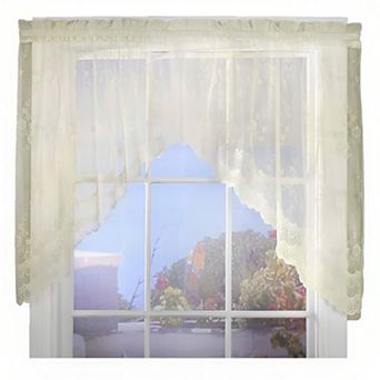 Commonwealth Habitat Mona Lisa Jacquard Scalloped Lace Swag Pair