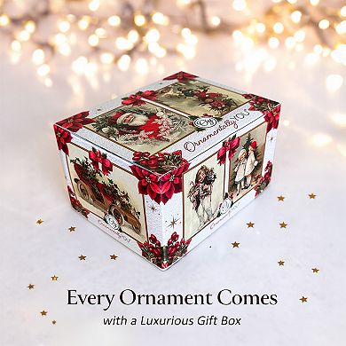 Traditional Red Truck with Ornamental Tree Glass Christmas Ornament