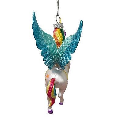 Cute Colorful Unicorn Glass Christmas Ornament with Rainbow Hair