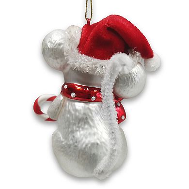 Festive Holiday Mouse Glass Christmas Ornament