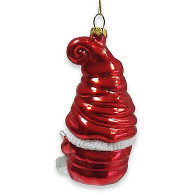Vibrant Santa Gnome Glass Christmas Ornament