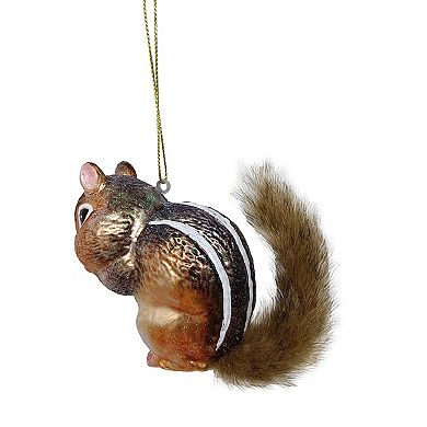 Chipmunk Glass Christmas Tree Ornament