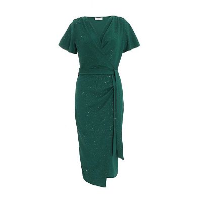 Quiz Women s Liverpool Glitter Angel Sleeve Midi Dress