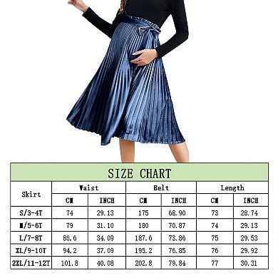 Maternity Skirts Velvet High Elastic Waisted A Line Pleated Ruffle Holiday Skirt with Belt