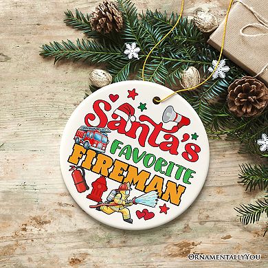 Santa's Favorite Fireman Christmas Ornament, Funny Appreciation Gift