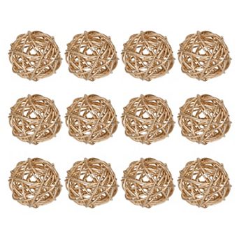 12 pc Wicker Rattan Balls 2 in for Vase Fillers Party Decorative