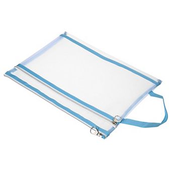 Nylon Document Zip Pouch with Handle A4 Mesh Clear Files Bag for Office Business