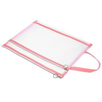 Nylon Document Zip Pouch with Handle A4 Mesh Clear Files Bag for Office Business